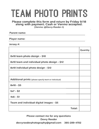 Team photo prints